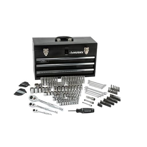 husky mechanics tool set in metal box 200 piece|husky complete mechanics tool set.